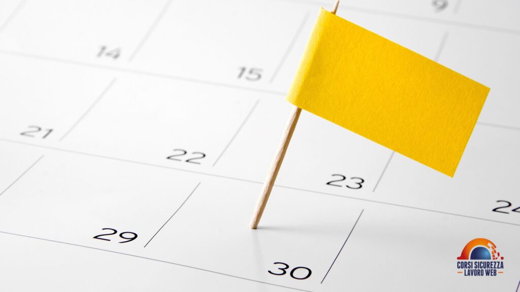 Bandierina su data di scadenza su calendario.