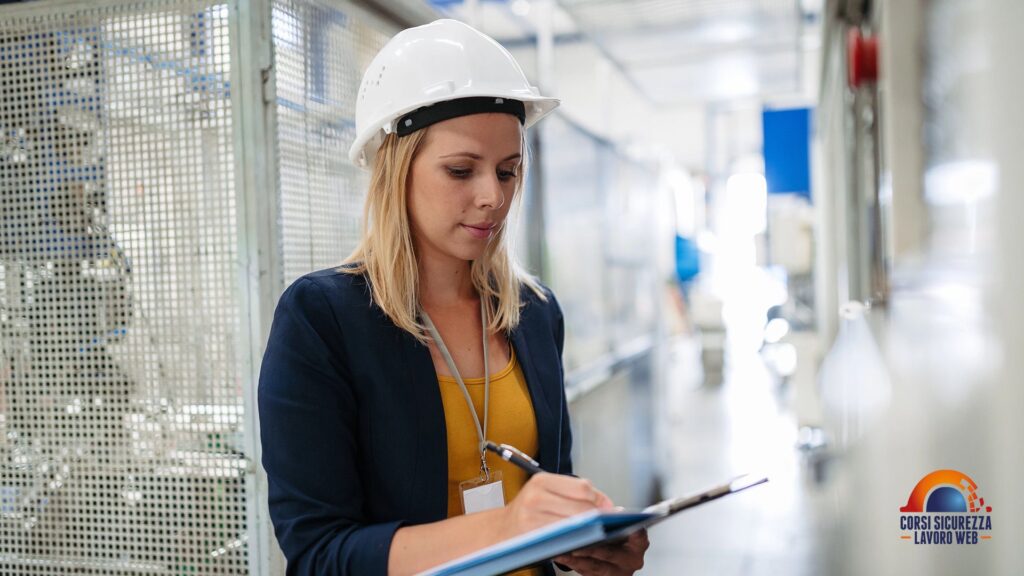 Sopralluogo in azienda di una professionista della sicurezza sul lavoro.