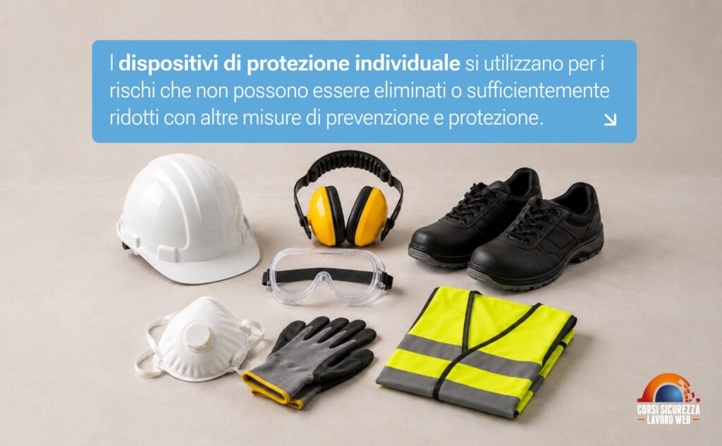 Elmetto, guanti, cuffie e altri DPI per i rischi che non si possono eliminare.